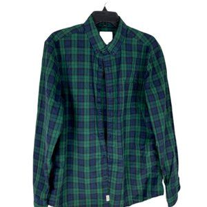 American Eagle blue/Green Plaid Button up Shirt Lg. MAKE OFFER NOW!